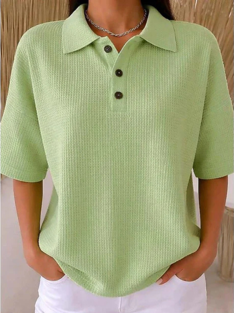 Peggie | Blouse Texturée à Col Polo