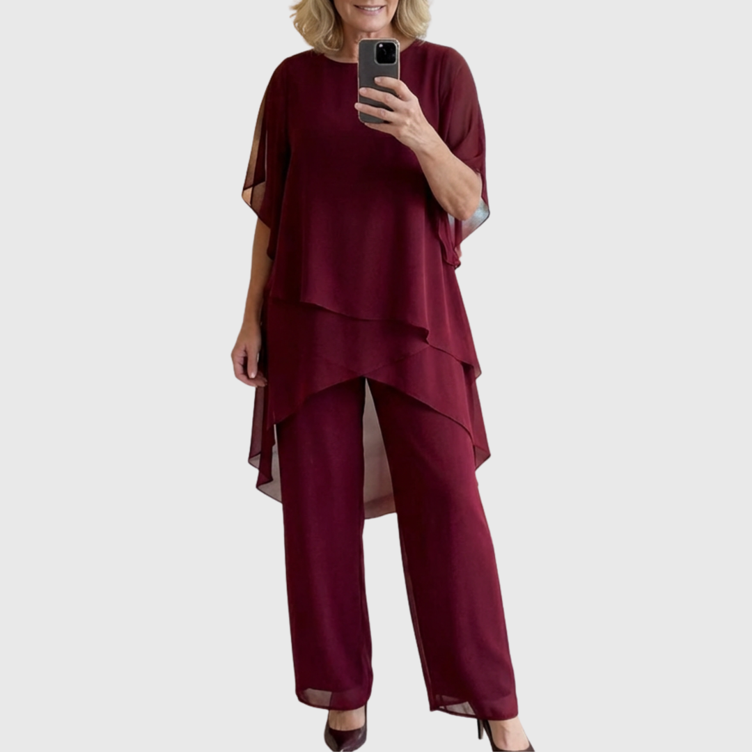 Linda | Ensemble avec pantalon palazzo drapé