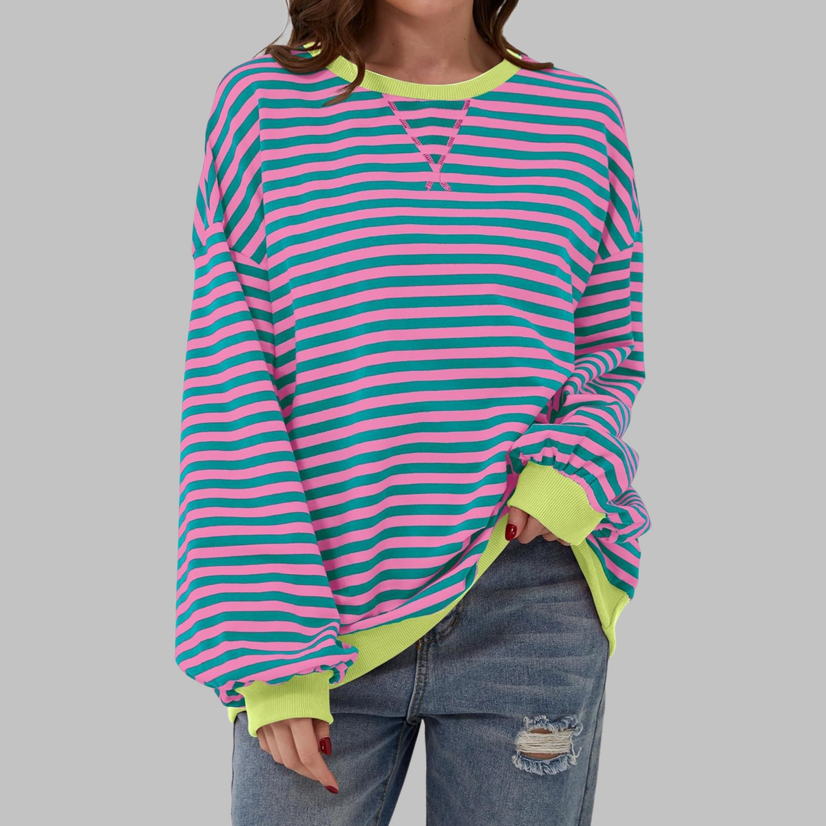 Luka | Pull Rayé à Col Rond et Manches Longues