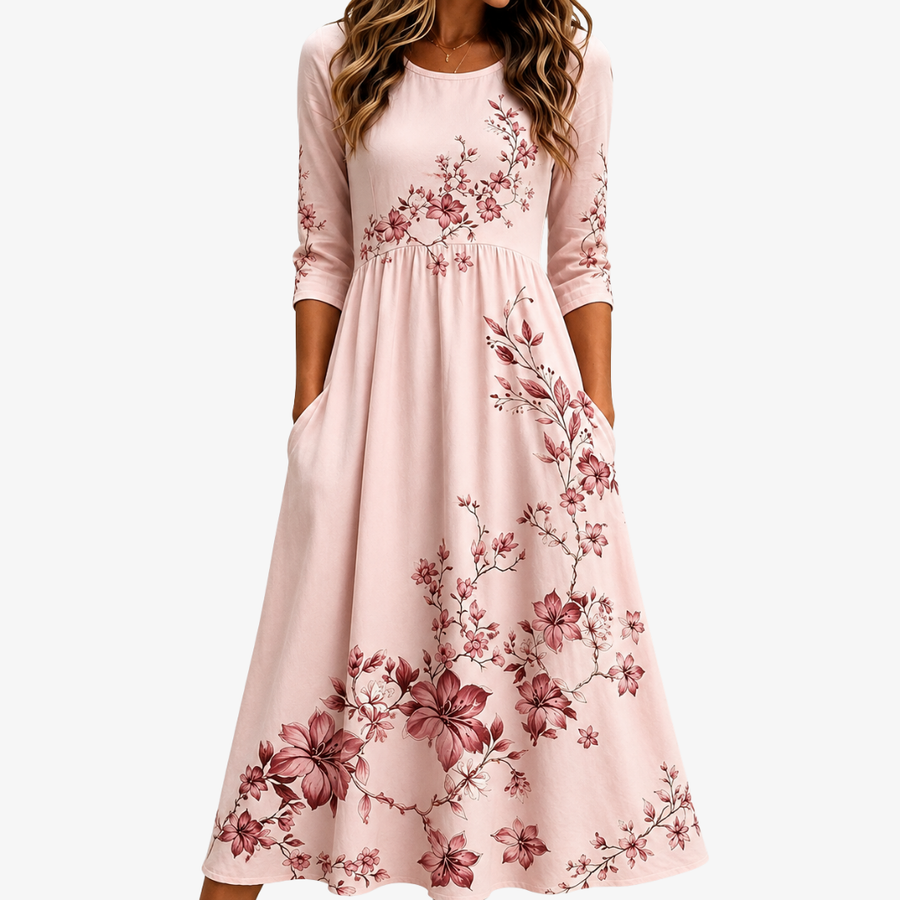 Robe Midi Charm Jardin de Roses