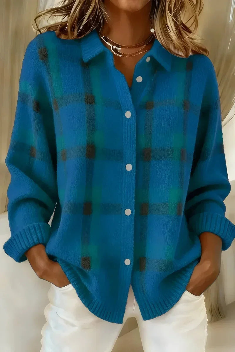 Kelsey™ | Cardigan en Maille Brossée à Carreaux