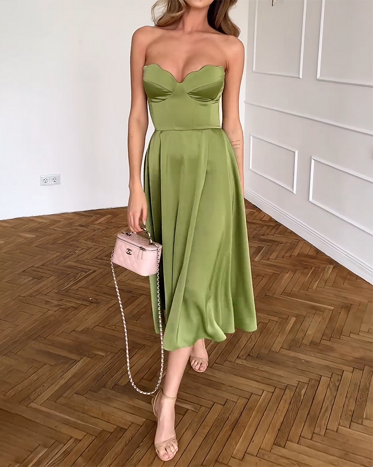 Liora™ | Robe Midi Élégante Sans Bretelles