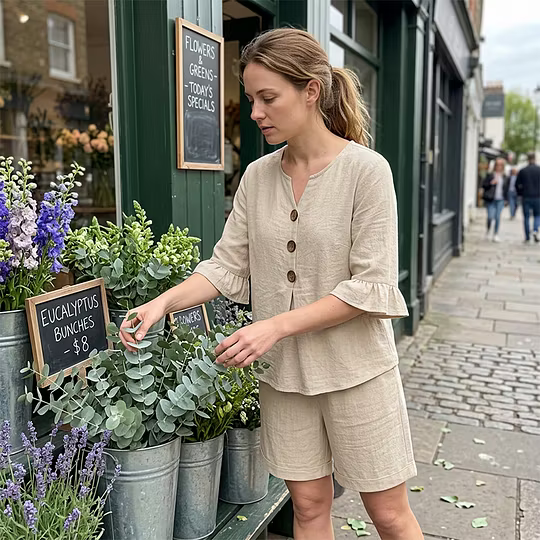 Gisela | Ensemble Deux Pièces Blouse et Short Fluide