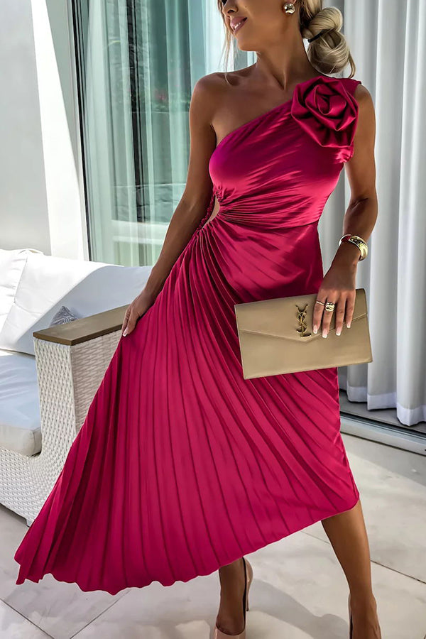 Eya™ | Robe Maxi Élégante à Une Épaule Fleurie