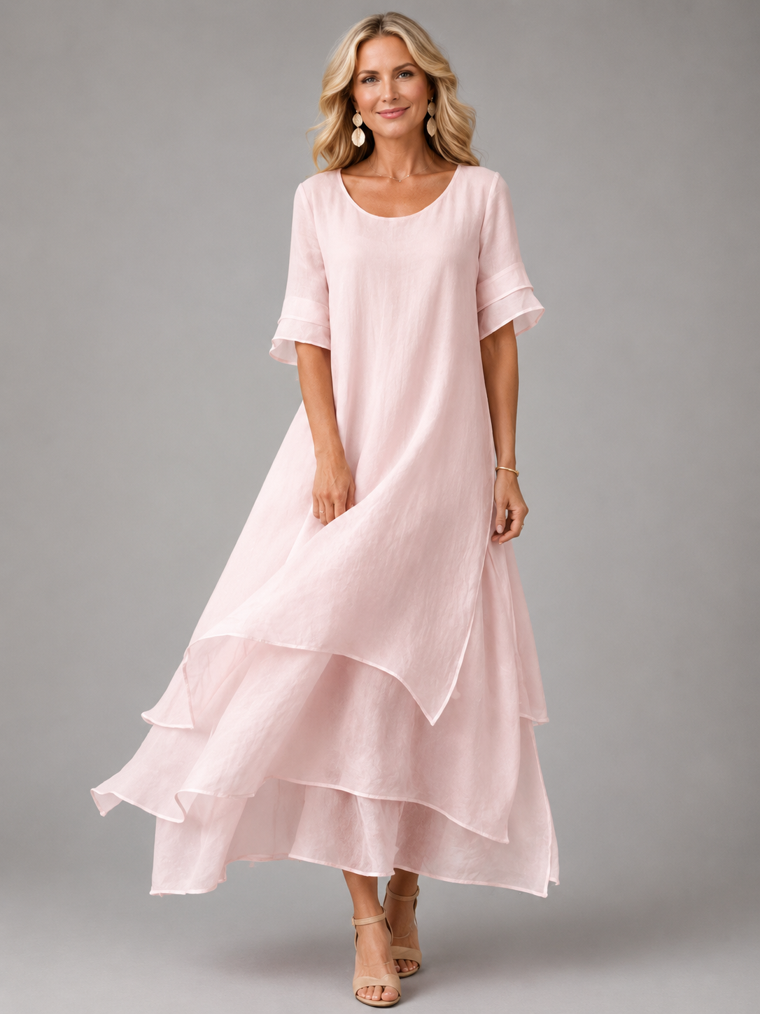 Lynda | Robe Longue Fluide à Volants