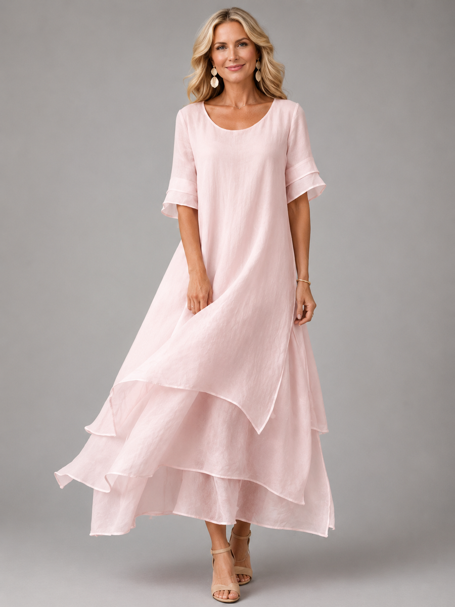 Lynda | Robe Longue Fluide à Volants