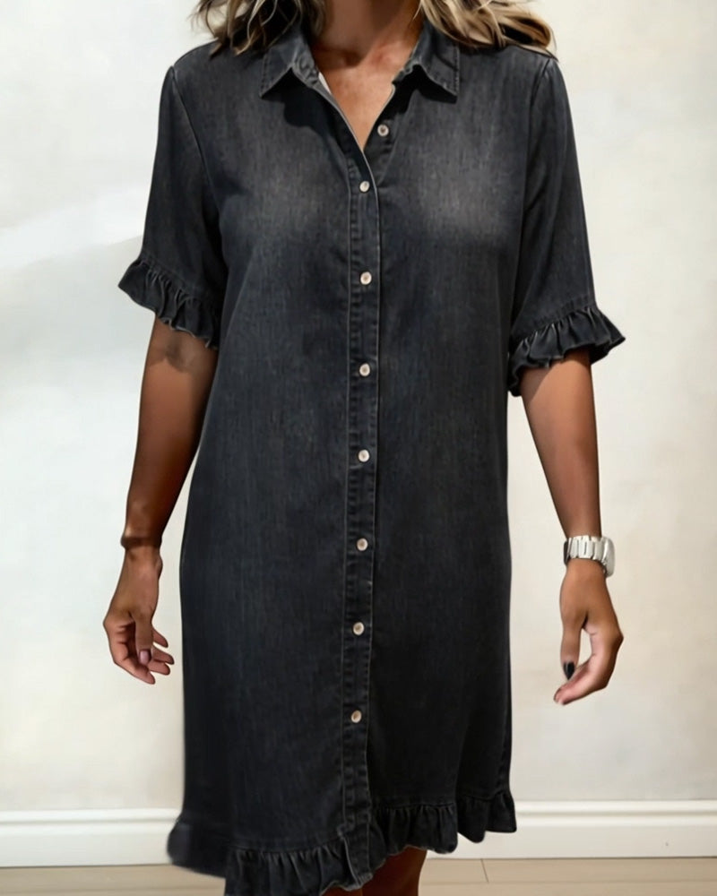 Maria | Robe en Denim Confortable avec Plis Flatteurs