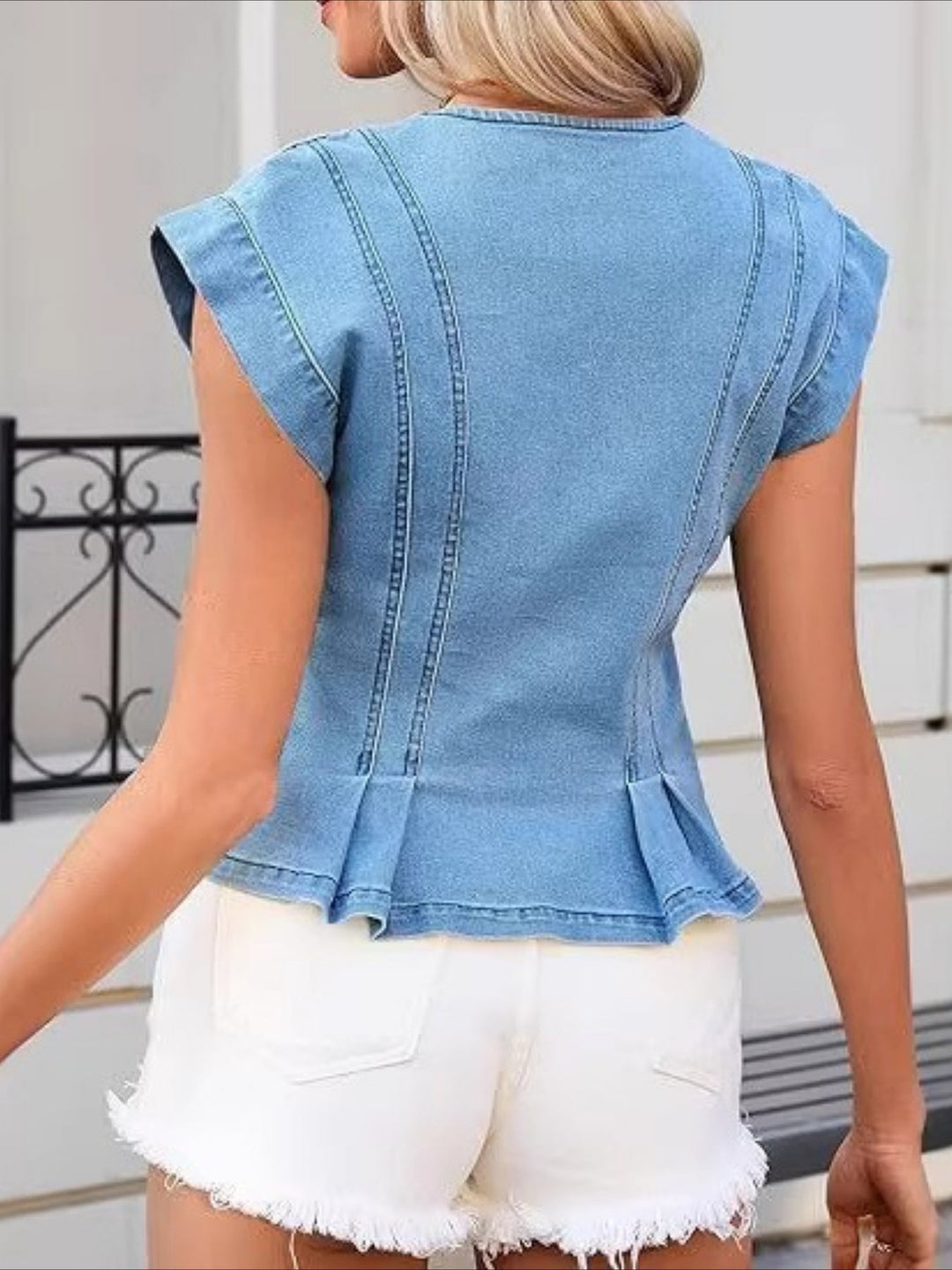 Viera | Haut en Denim à Col V
