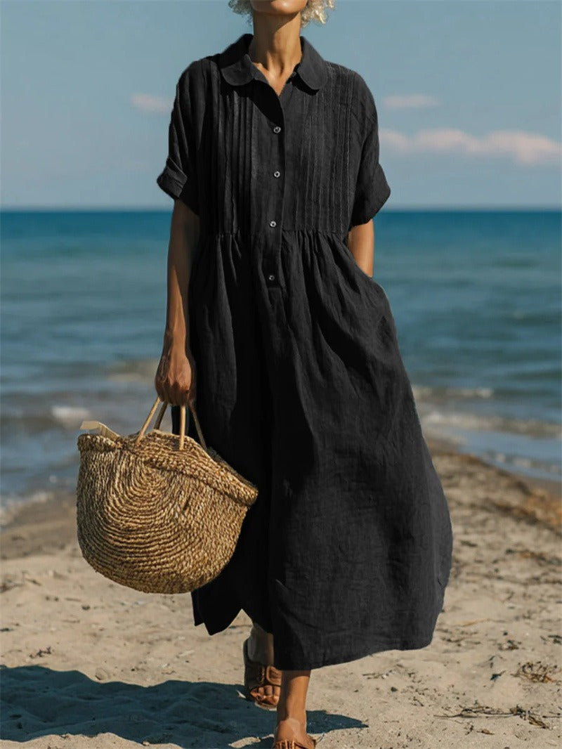 Alice | Robe Chemise en Coton à Boutons