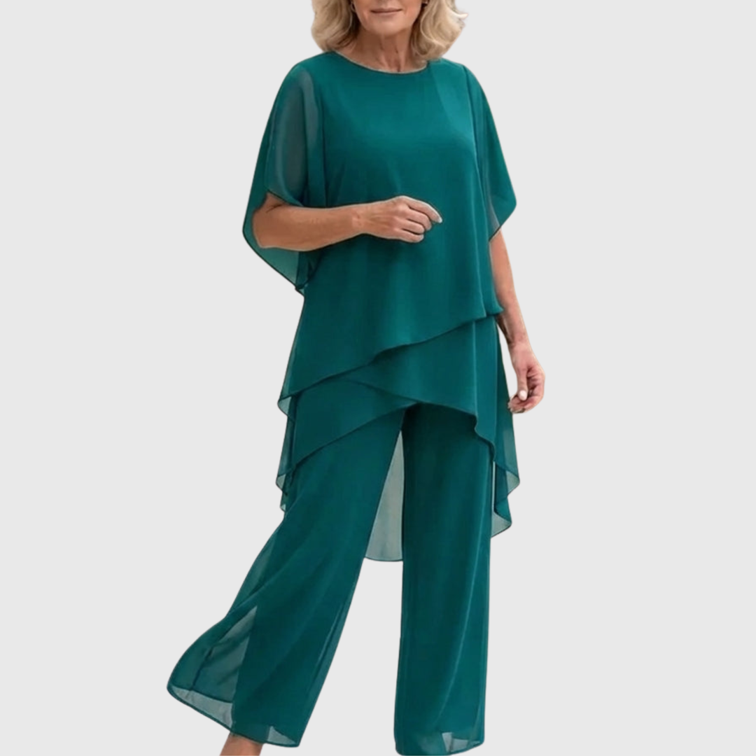 Linda | Ensemble avec pantalon palazzo drapé