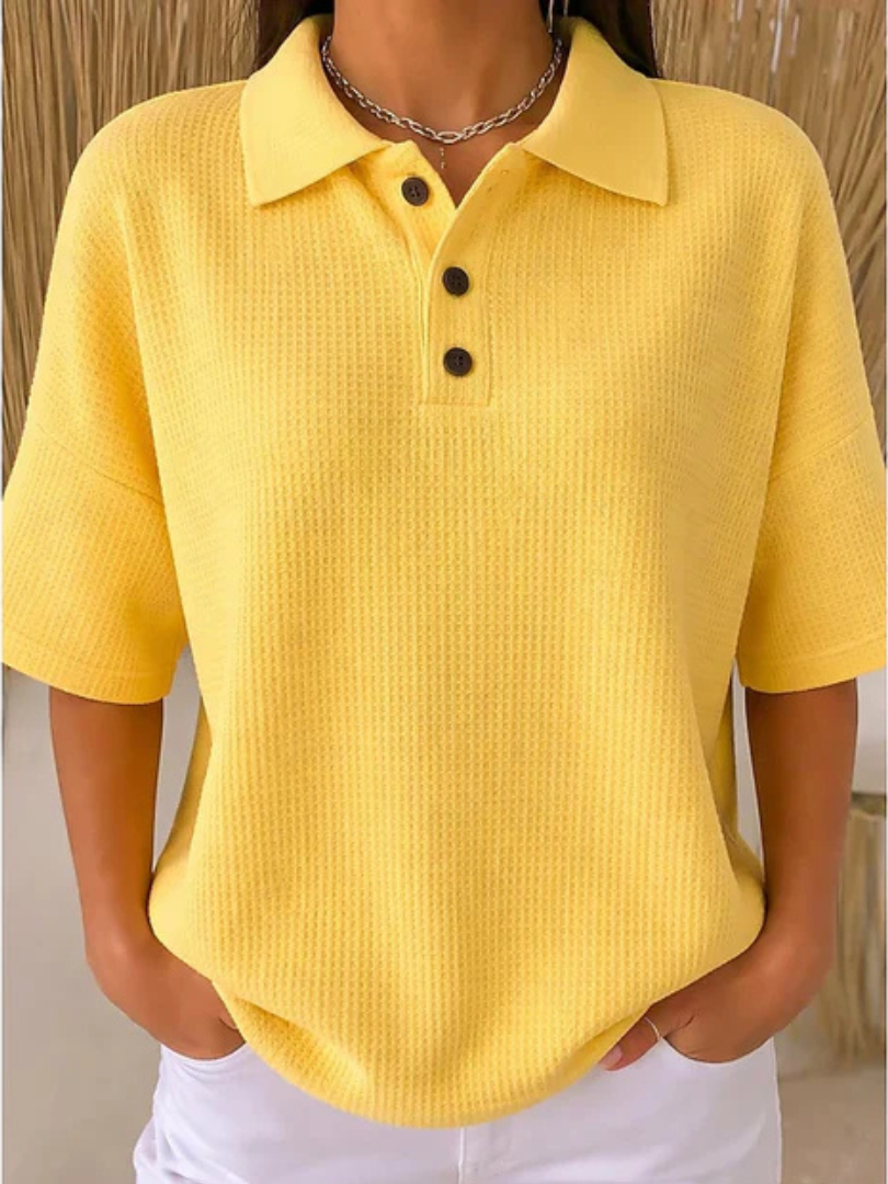 Peggie | Blouse Texturée à Col Polo