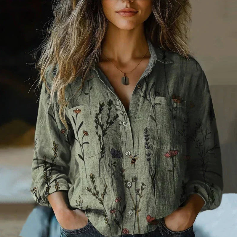 Nanna | Blouse à Imprimé Floral Rétro