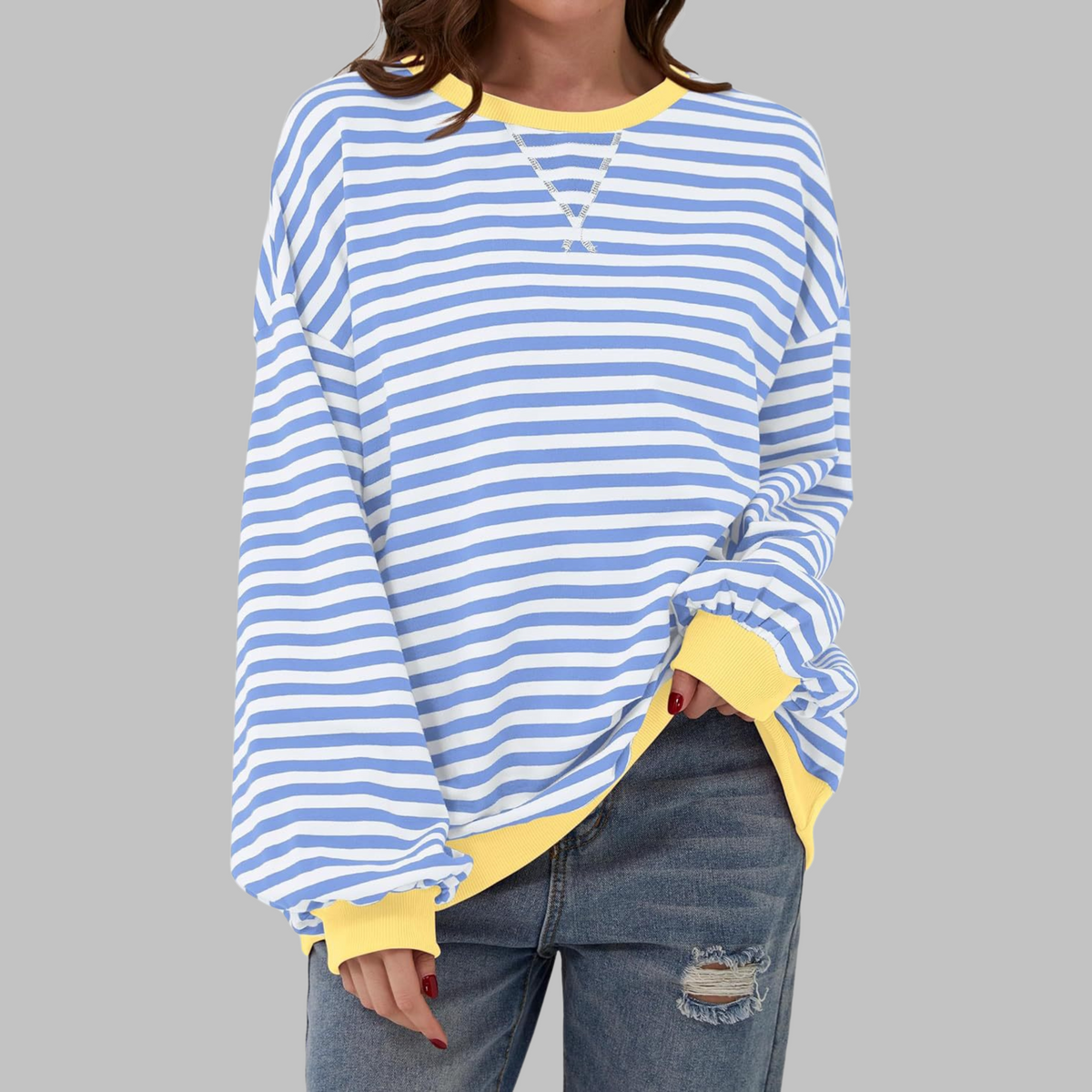 Luka | Pull Rayé à Col Rond et Manches Longues