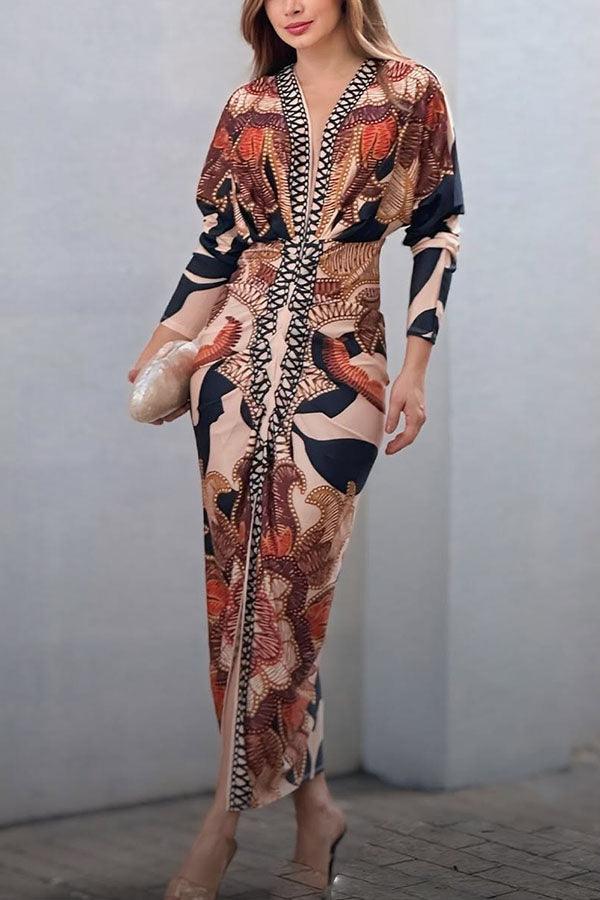 Eva | Robe Midi Dolman Imprimé Unique Sun Escape
