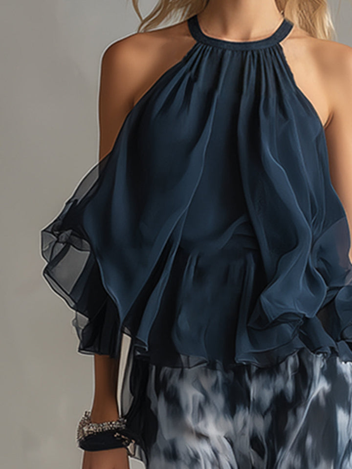 Ludovica | Ensemble Chiffon Col Montant