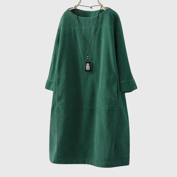Marguerite | Robe Midi en Velours Côtelé Détendue