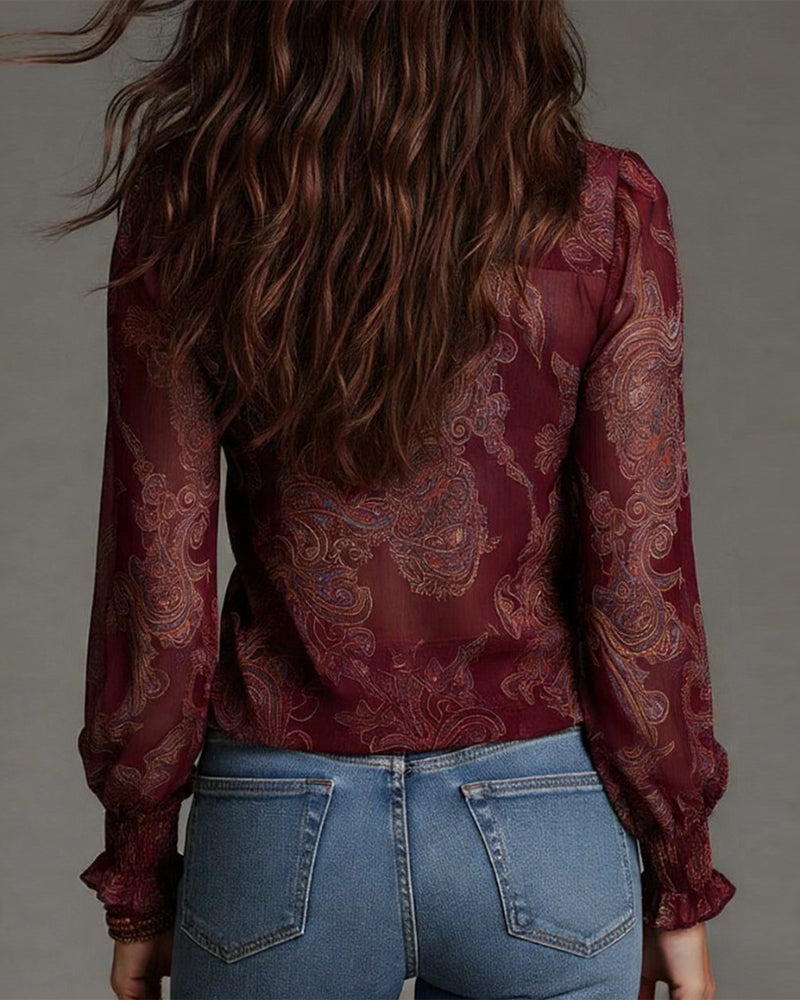 Katie™ | Blouse raffinée à demi-zip et volants