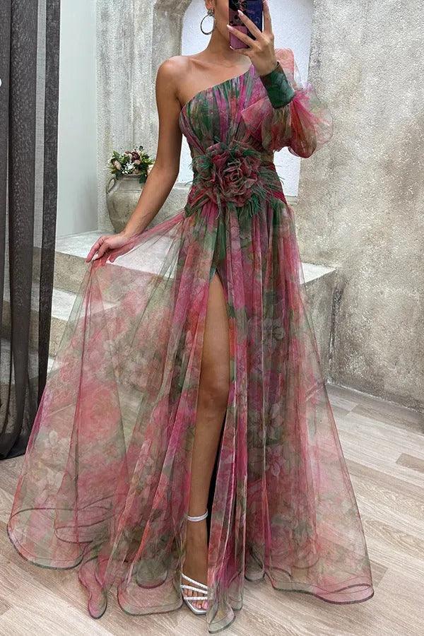 Grace | Robe Maxi Plissée Florale d'Évasion d'Été