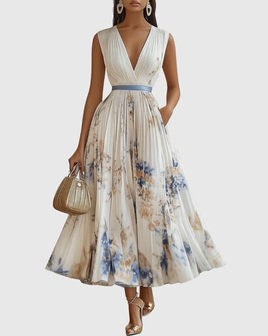 Paz™ | Robe Maxi Plissée Florale Intemporelle