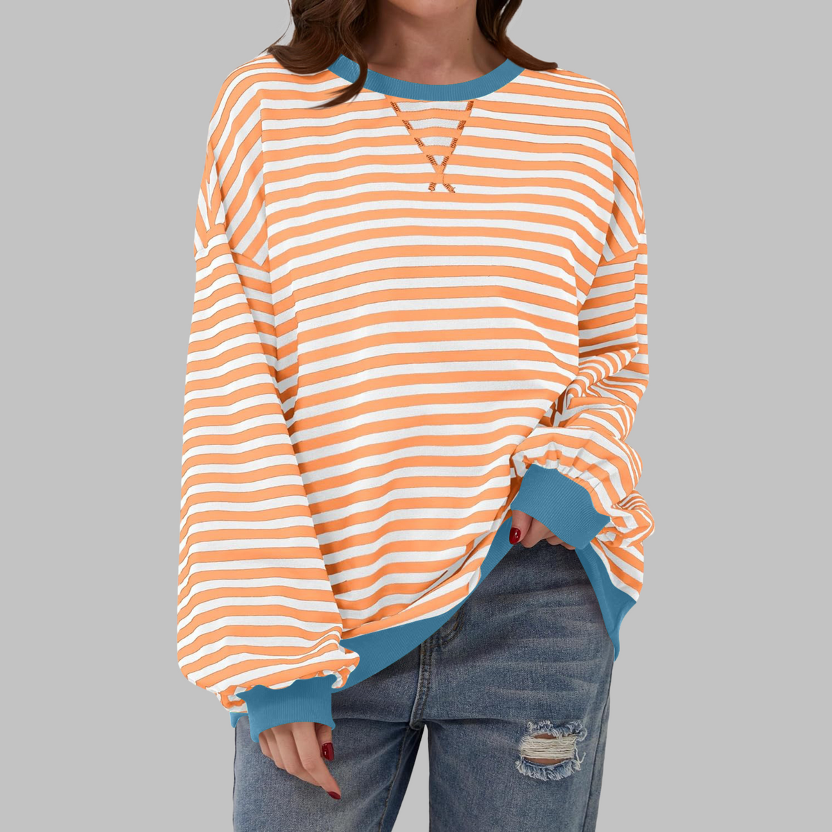 Luka | Pull Rayé à Col Rond et Manches Longues