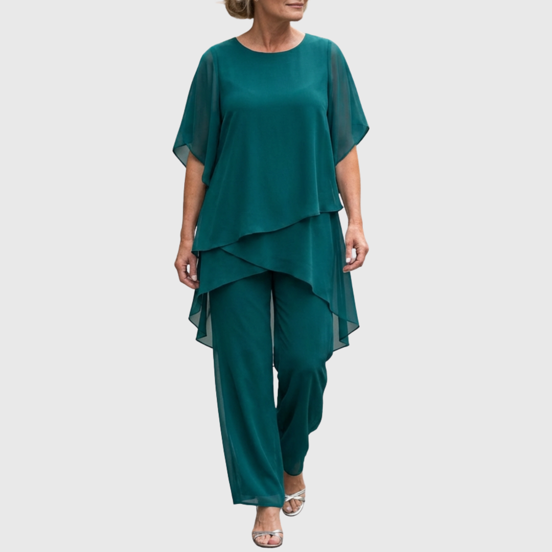 Linda | Ensemble avec pantalon palazzo drapé