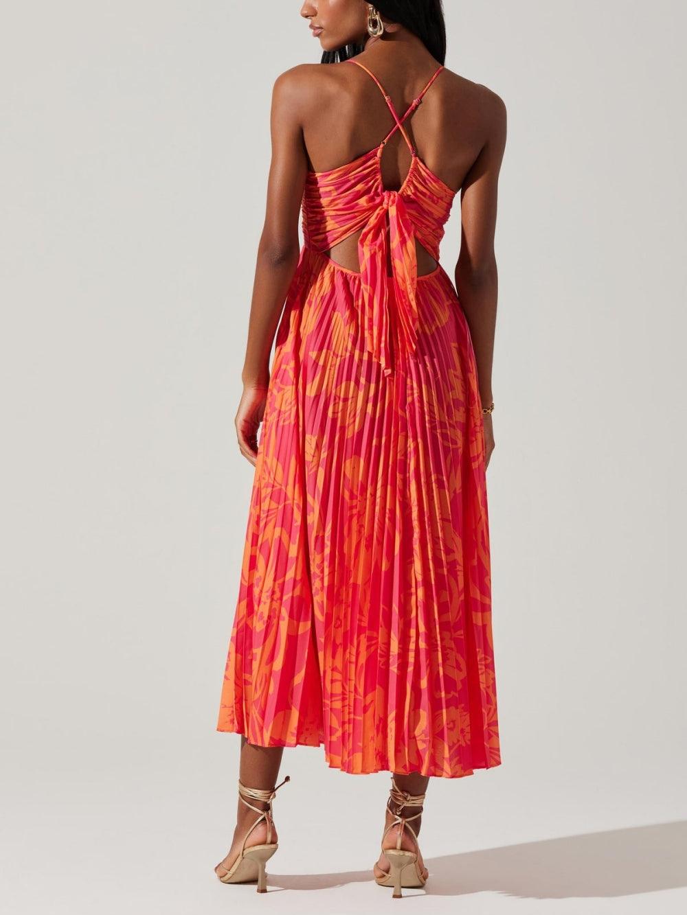 Heather | Robe Midi Plissée Élégante à Imprimé Floral Chic Côtier