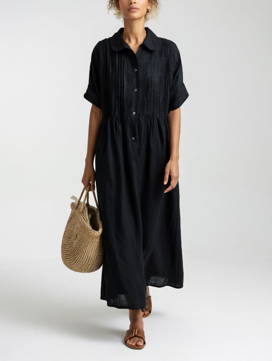 Lysandra | Robe Chemise Fluide à Manches Courtes