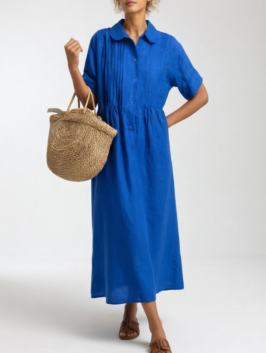 Lysandra | Robe Chemise Fluide à Manches Courtes