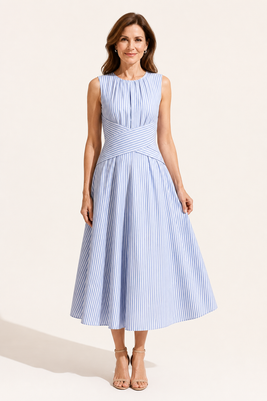 Robe Midi Rayée Bleue et Blanche