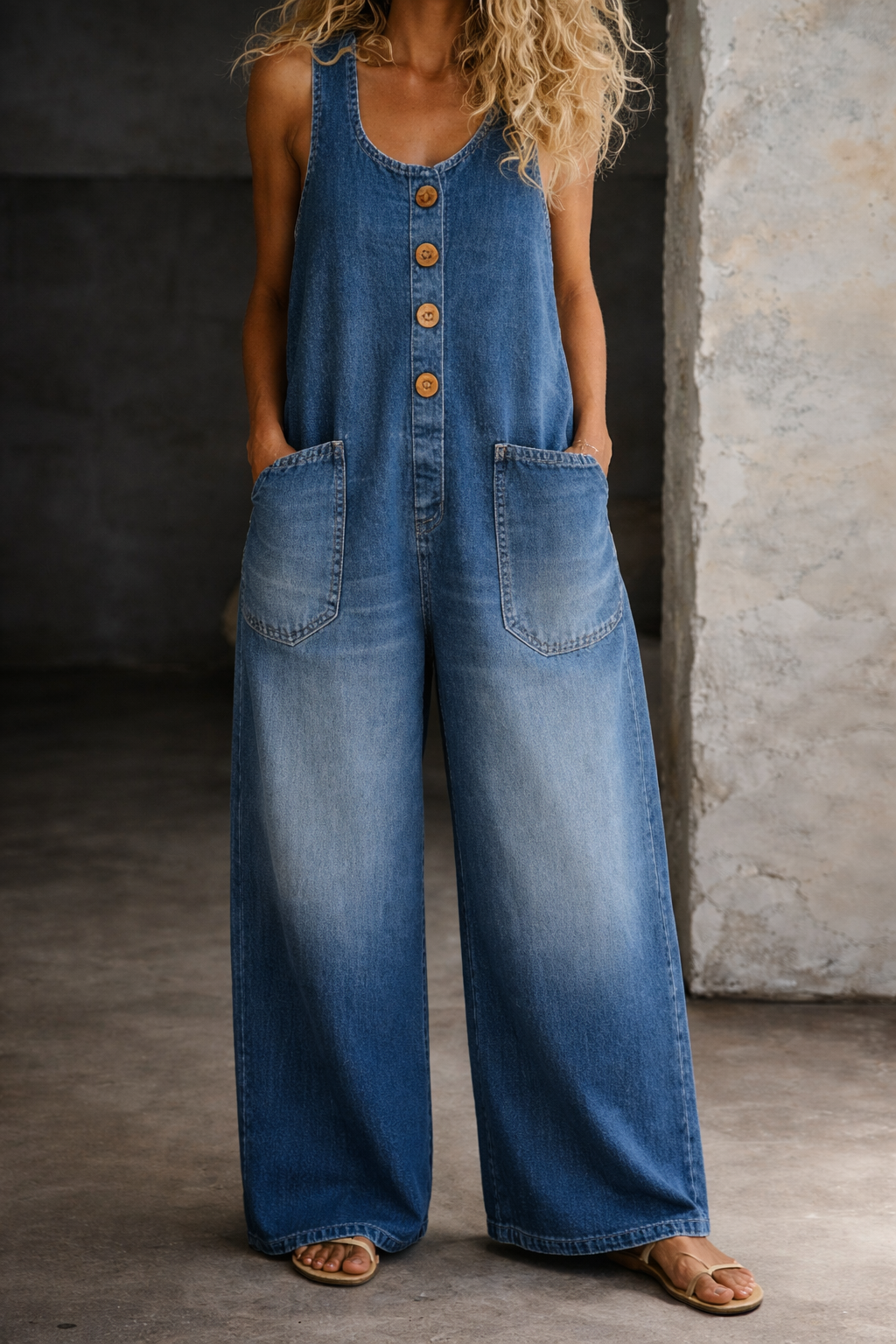 Saylor | Salopette en denim coton vintage lavé