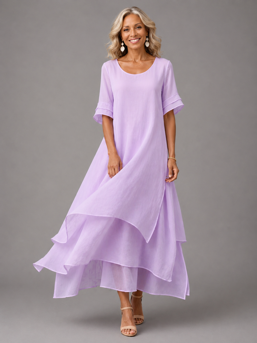 Lynda | Robe Longue Fluide à Volants