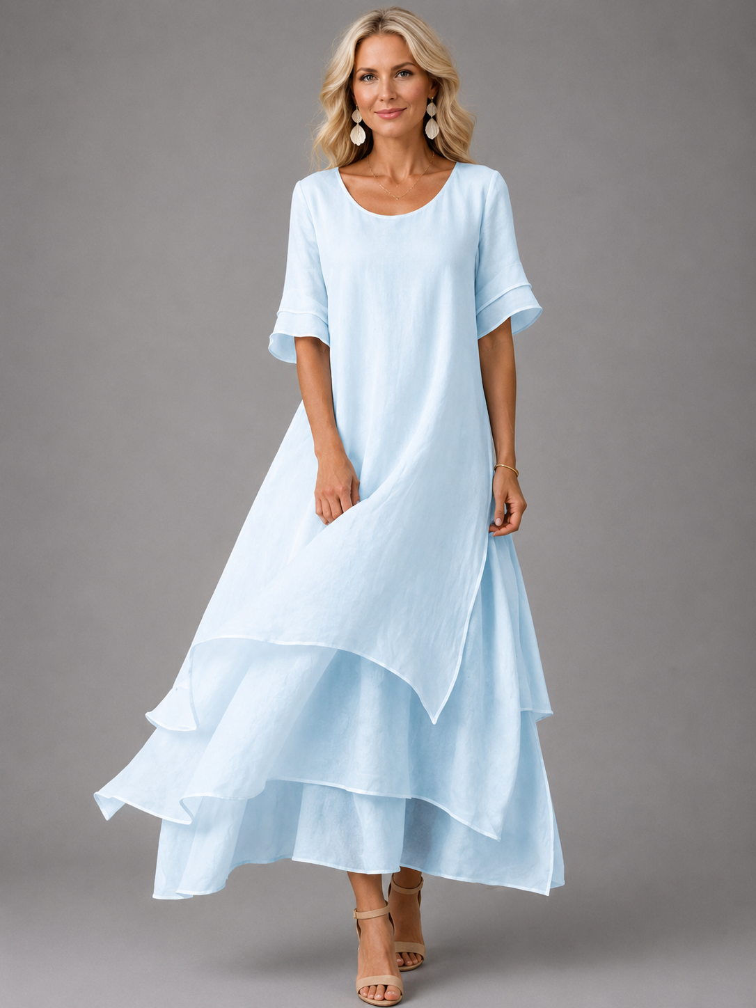 Lynda | Robe Longue Fluide à Volants