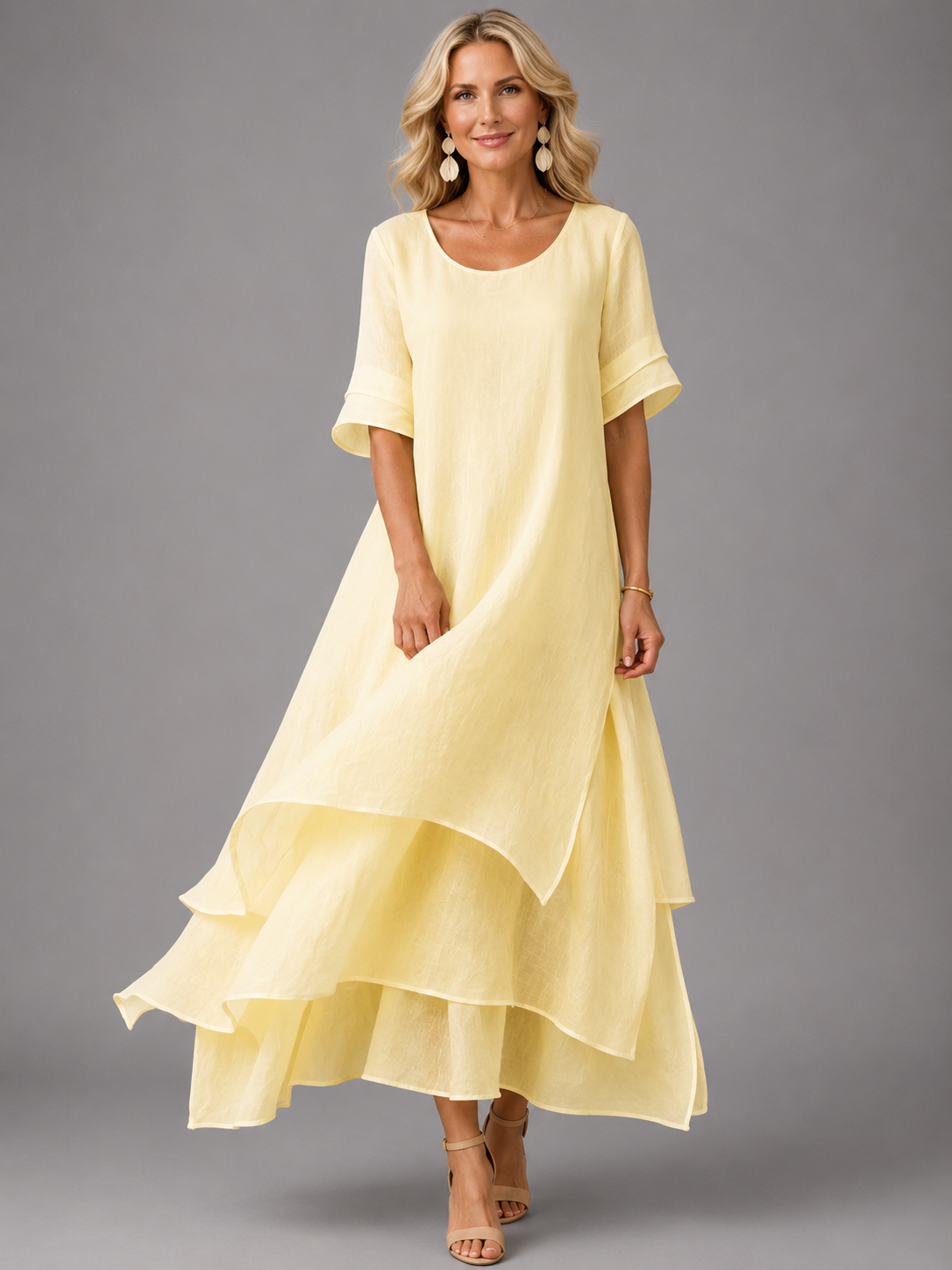 Lynda | Robe Longue Fluide à Volants