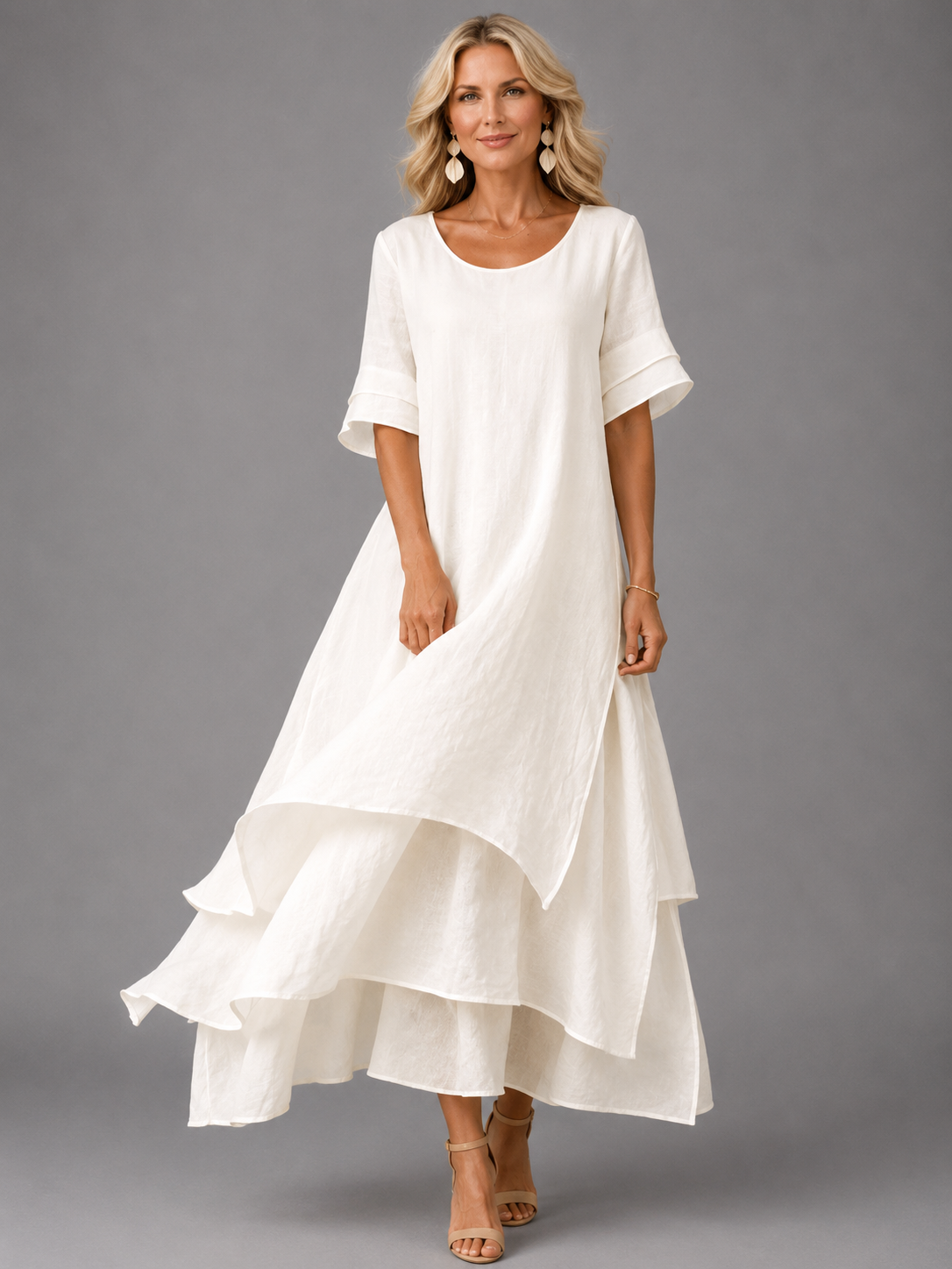 Lynda | Robe Longue Fluide à Volants