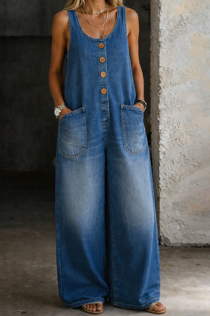 Saylor | Salopette en denim coton vintage lavé