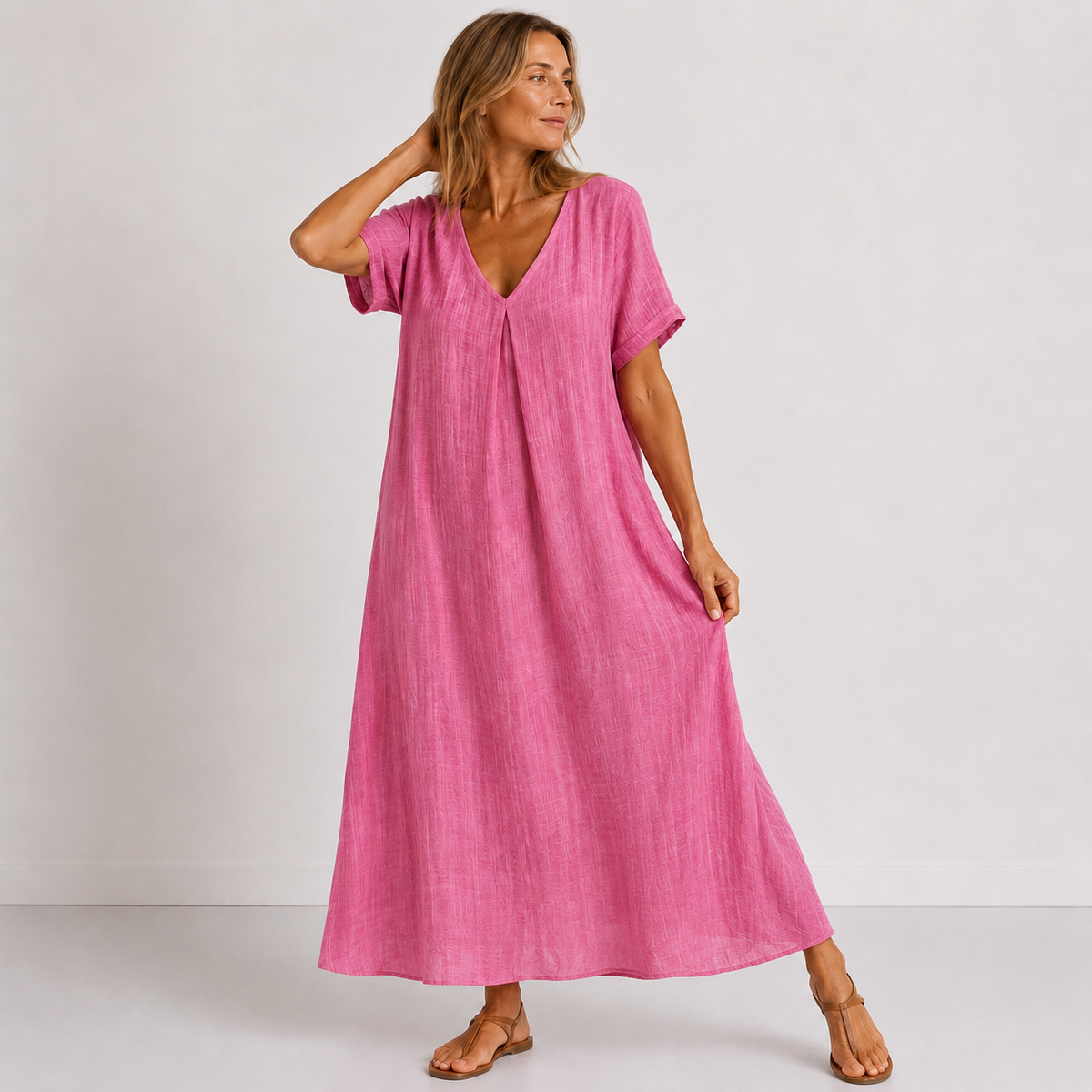 Clémence | Robe Maxi Fluide à Col V