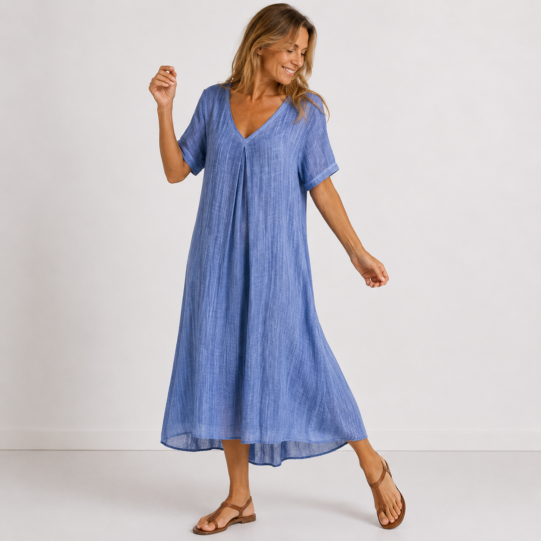 Clémence | Robe Maxi Fluide à Col V