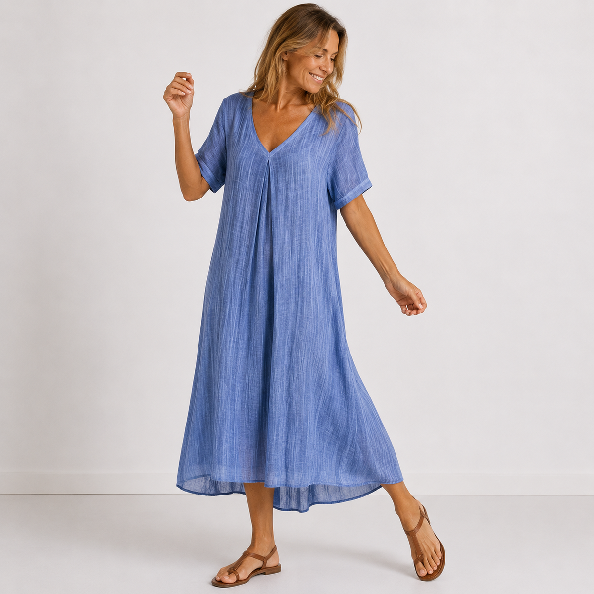 Clémence | Robe Maxi Fluide à Col V