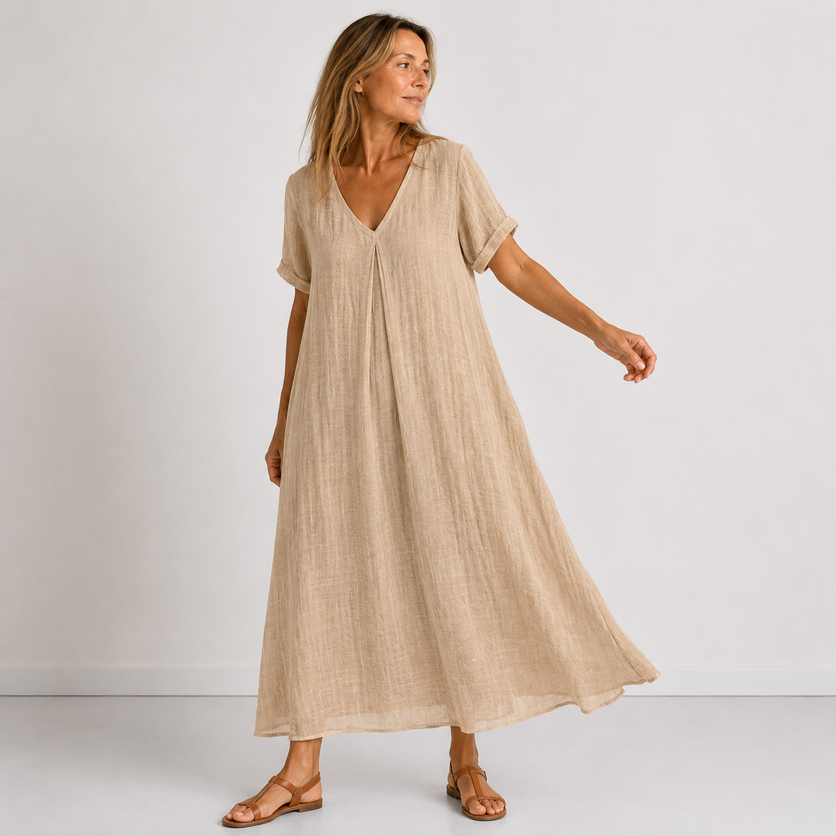 Clémence | Robe Maxi Fluide à Col V