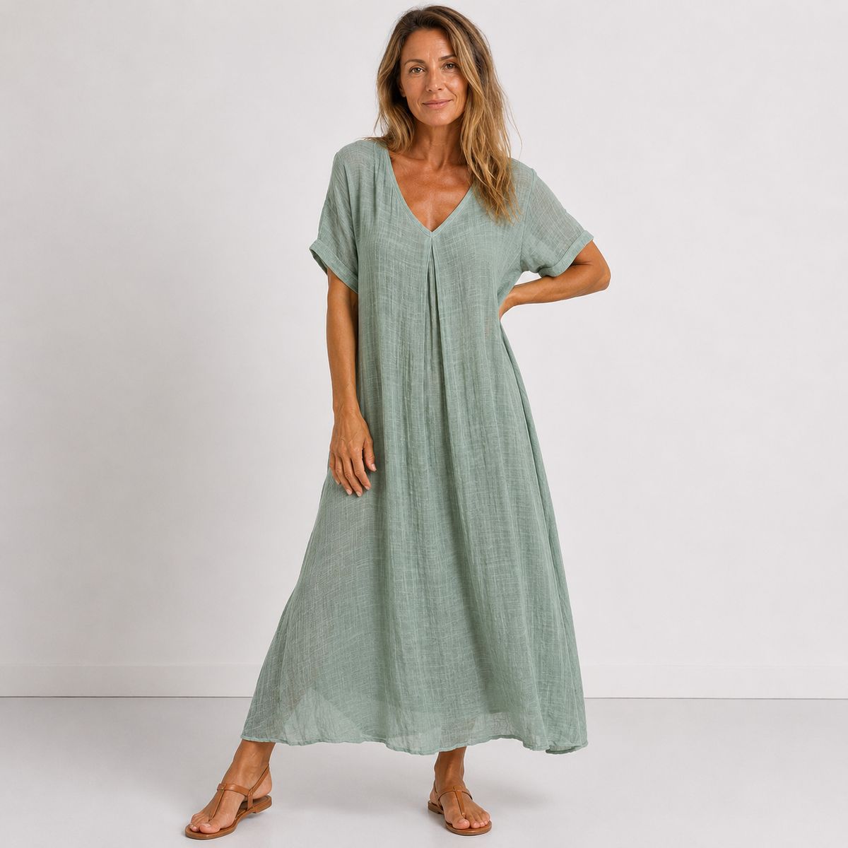 Clémence | Robe Maxi Fluide à Col V