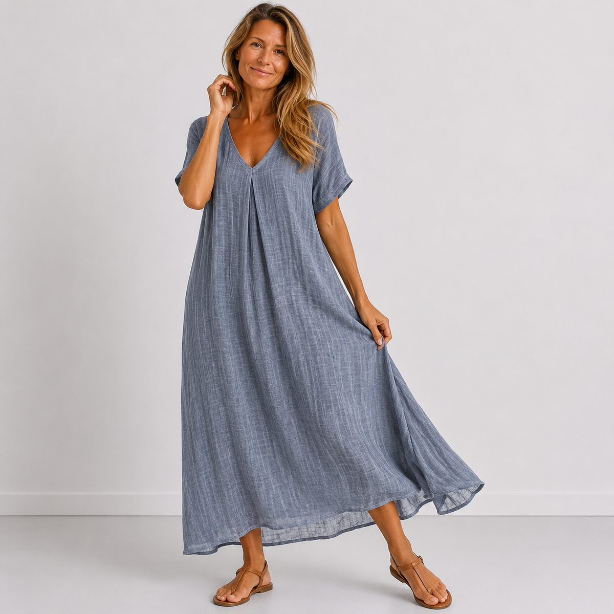 Clémence | Robe Maxi Fluide à Col V