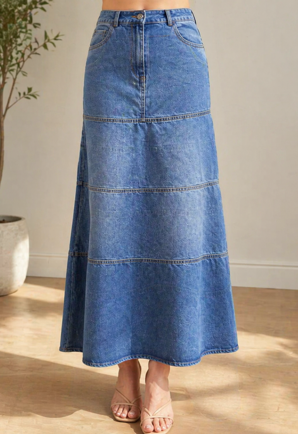 Mary | Jupe en Jean Mi-Longue