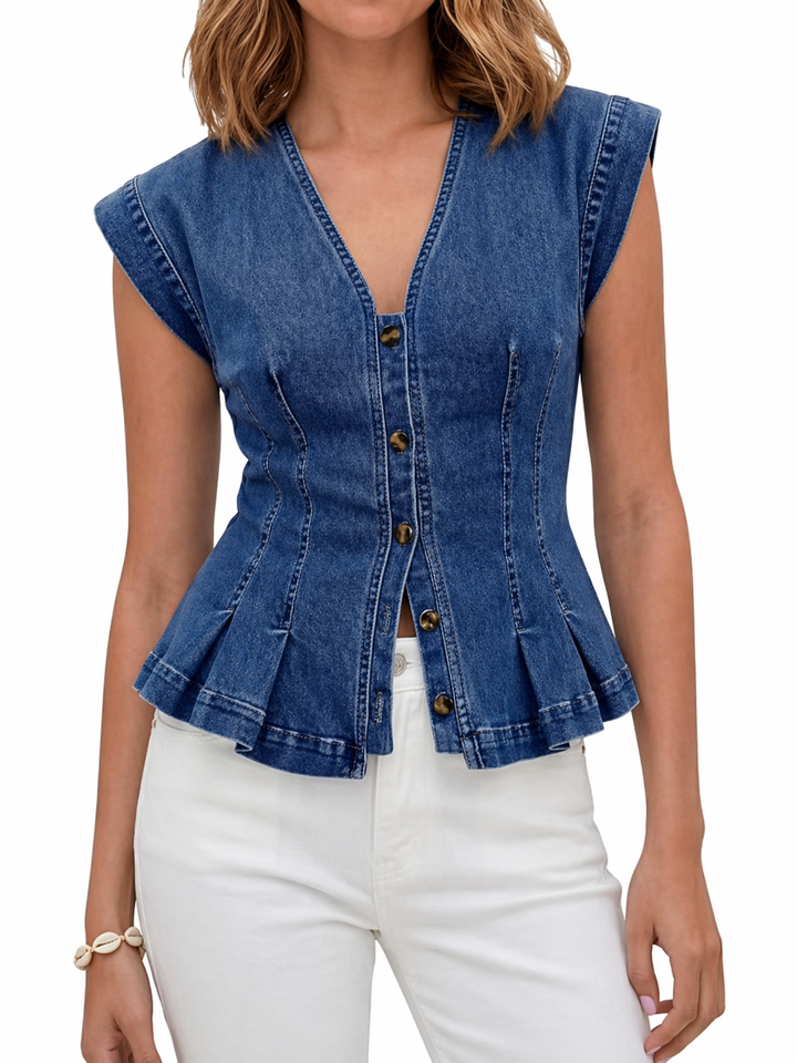 Viera | Haut en Denim à Col V