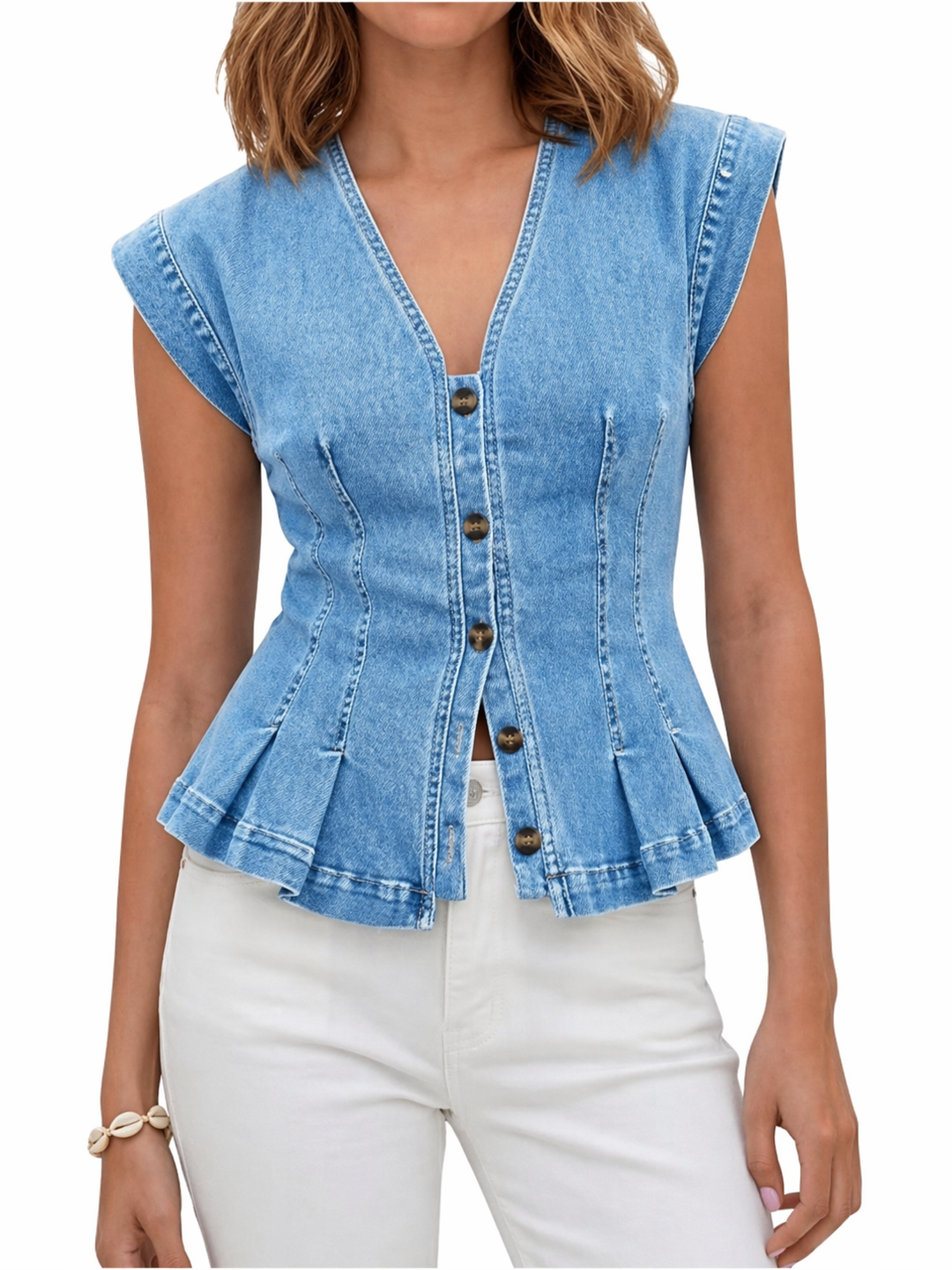 Viera | Haut en Denim à Col V
