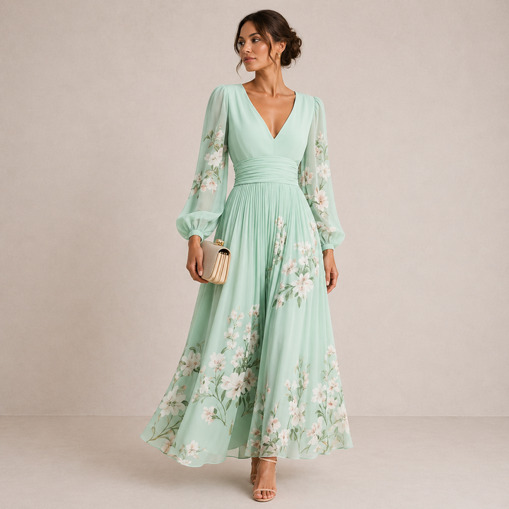 VENIRA | Robe midi à motif floral en vert
