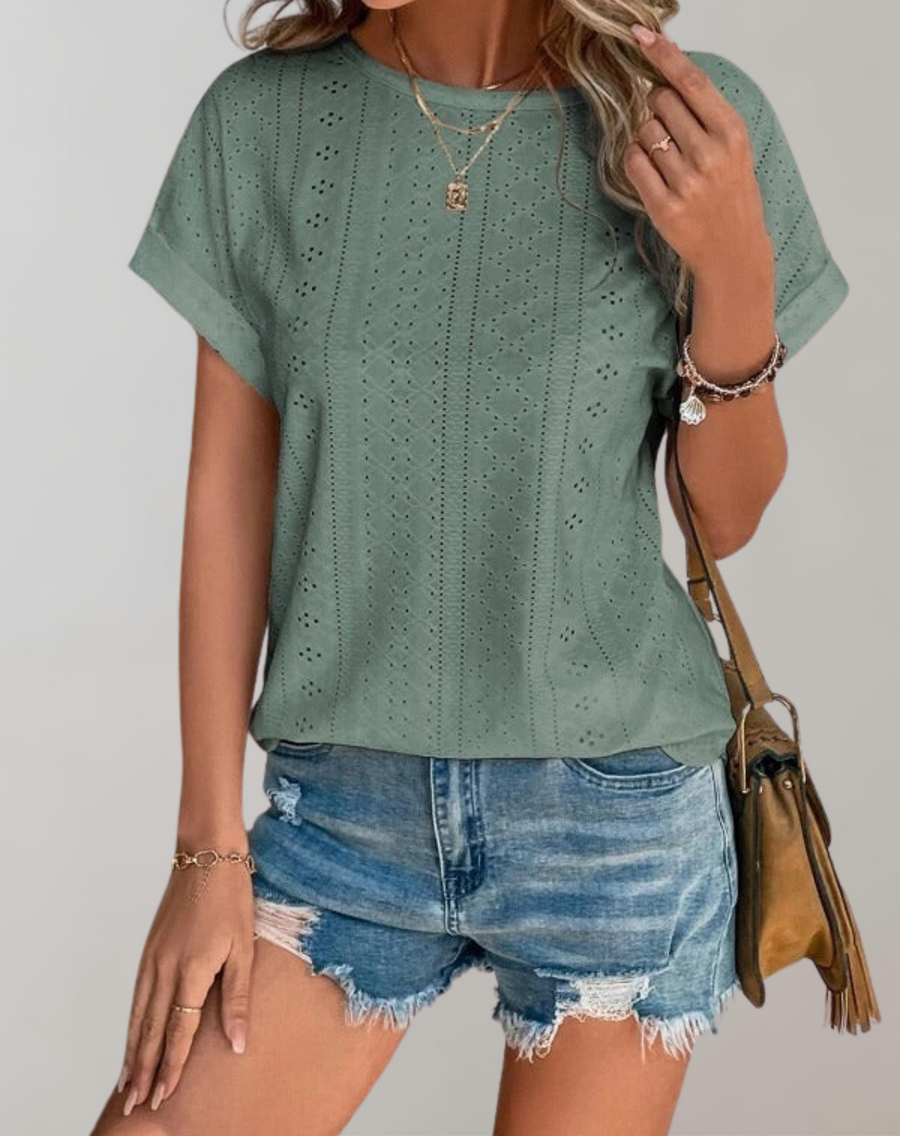 Jannicke | Blouse d'été légère avec délicate broderie ajourée