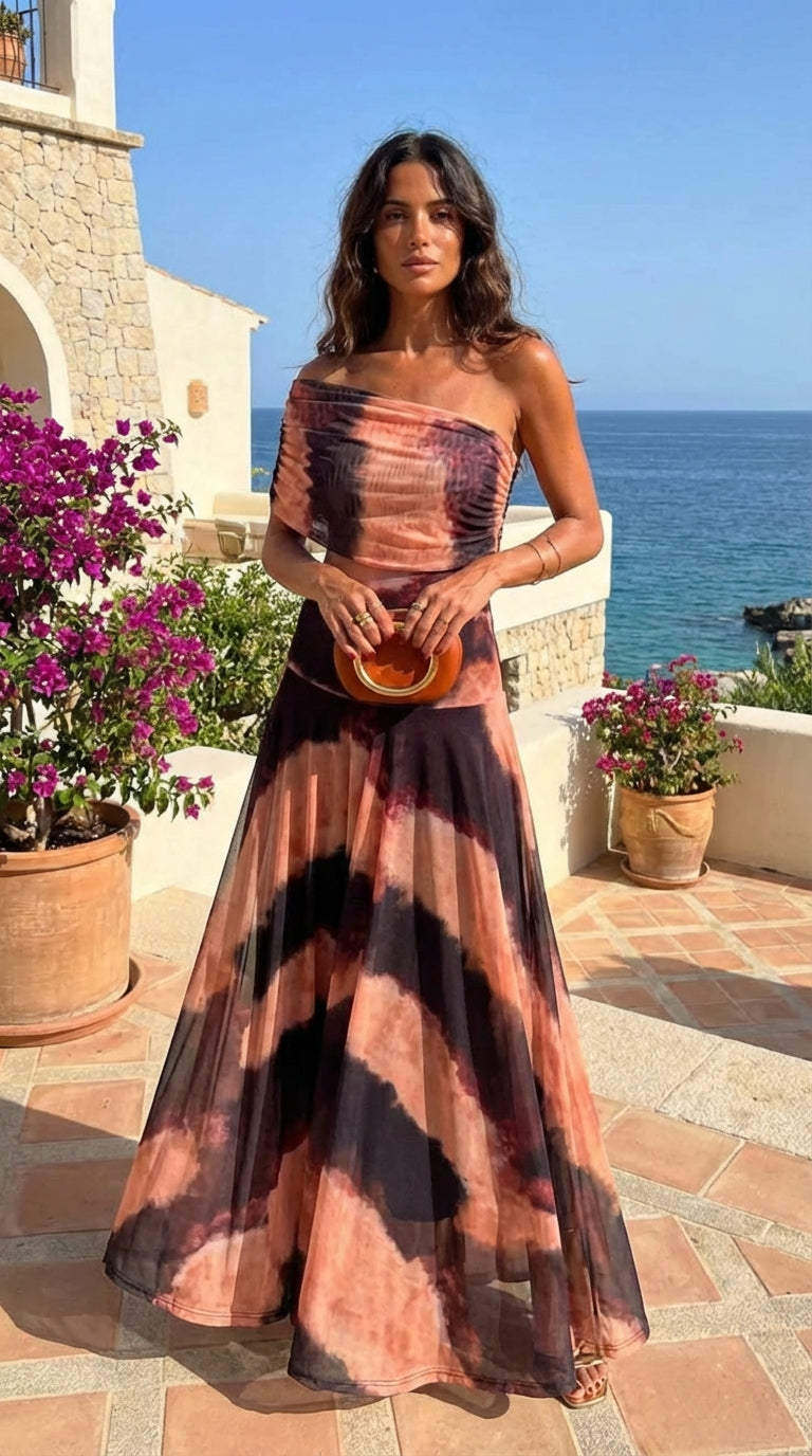 Sitas | Robe avec Imprimé Orange et Marron