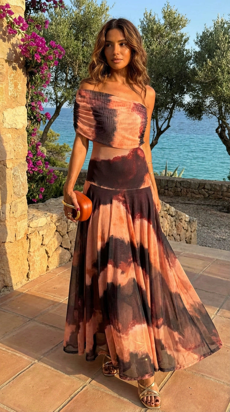 Sitas | Robe avec Imprimé Orange et Marron