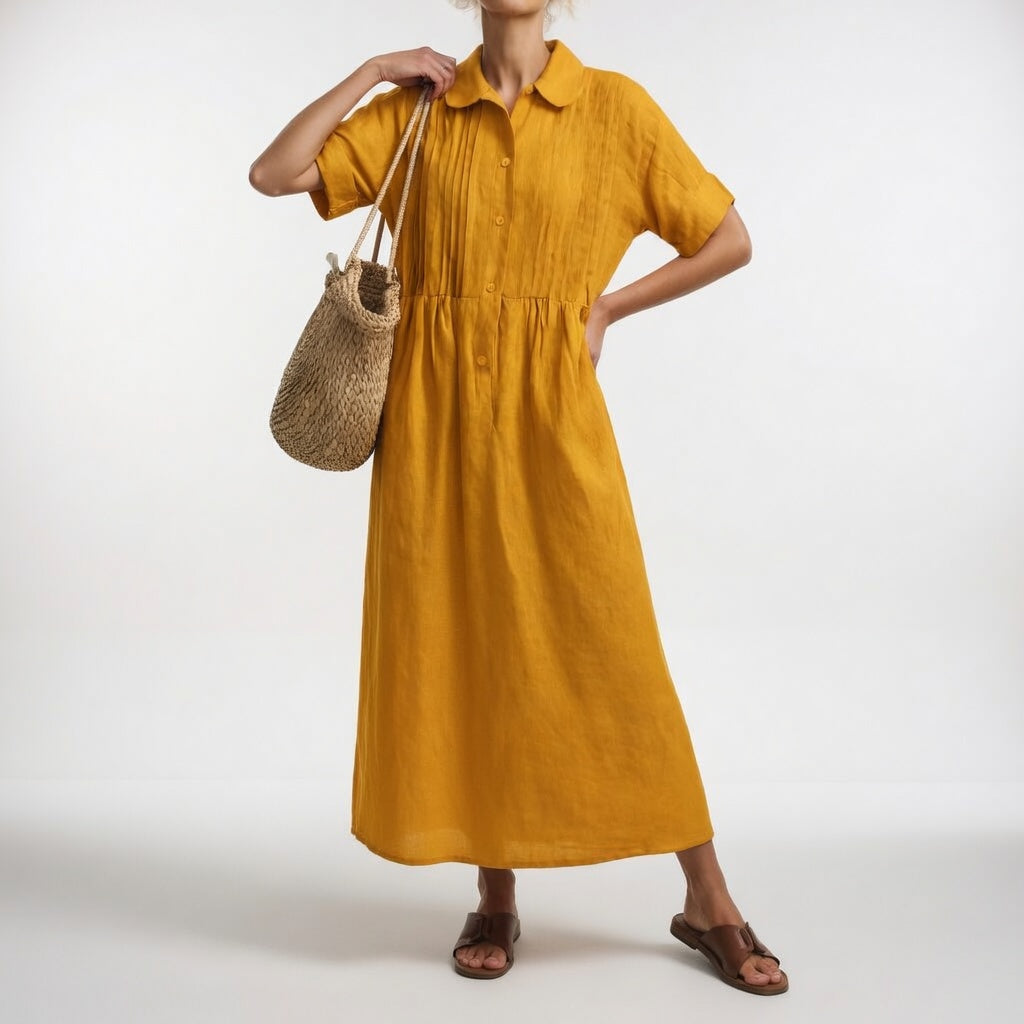Lysandra | Robe Chemise Fluide à Manches Courtes