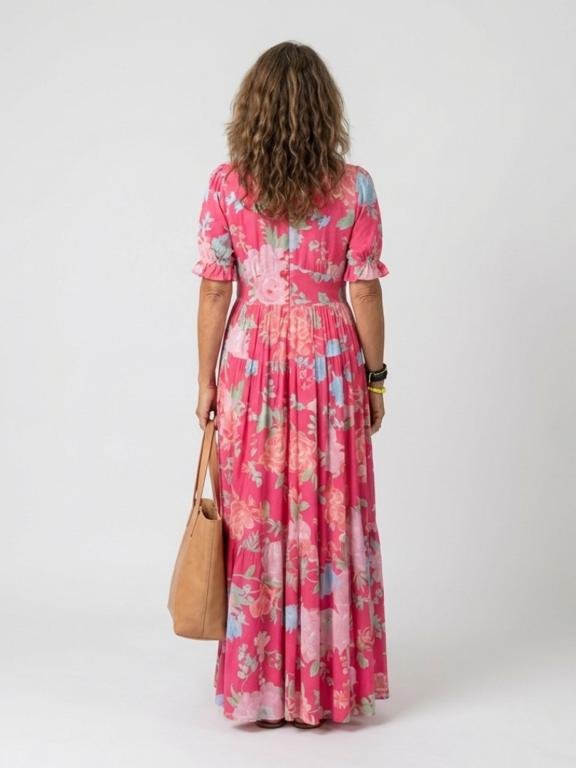 Élodie | Robe Longue Fleurie à Décolleté Croisé